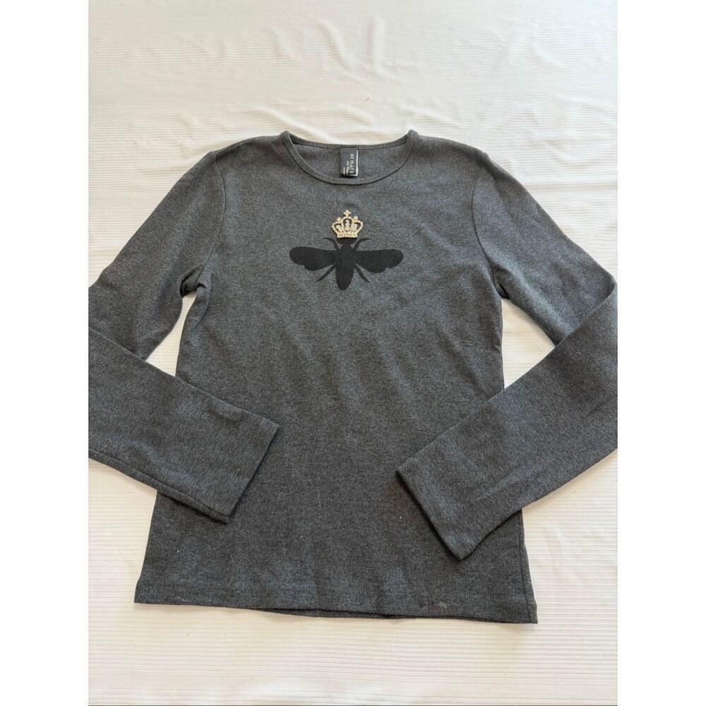 My Flat In London Jan Haedrich Grey Queen Bee Long Sleeve Shirt Size Medium